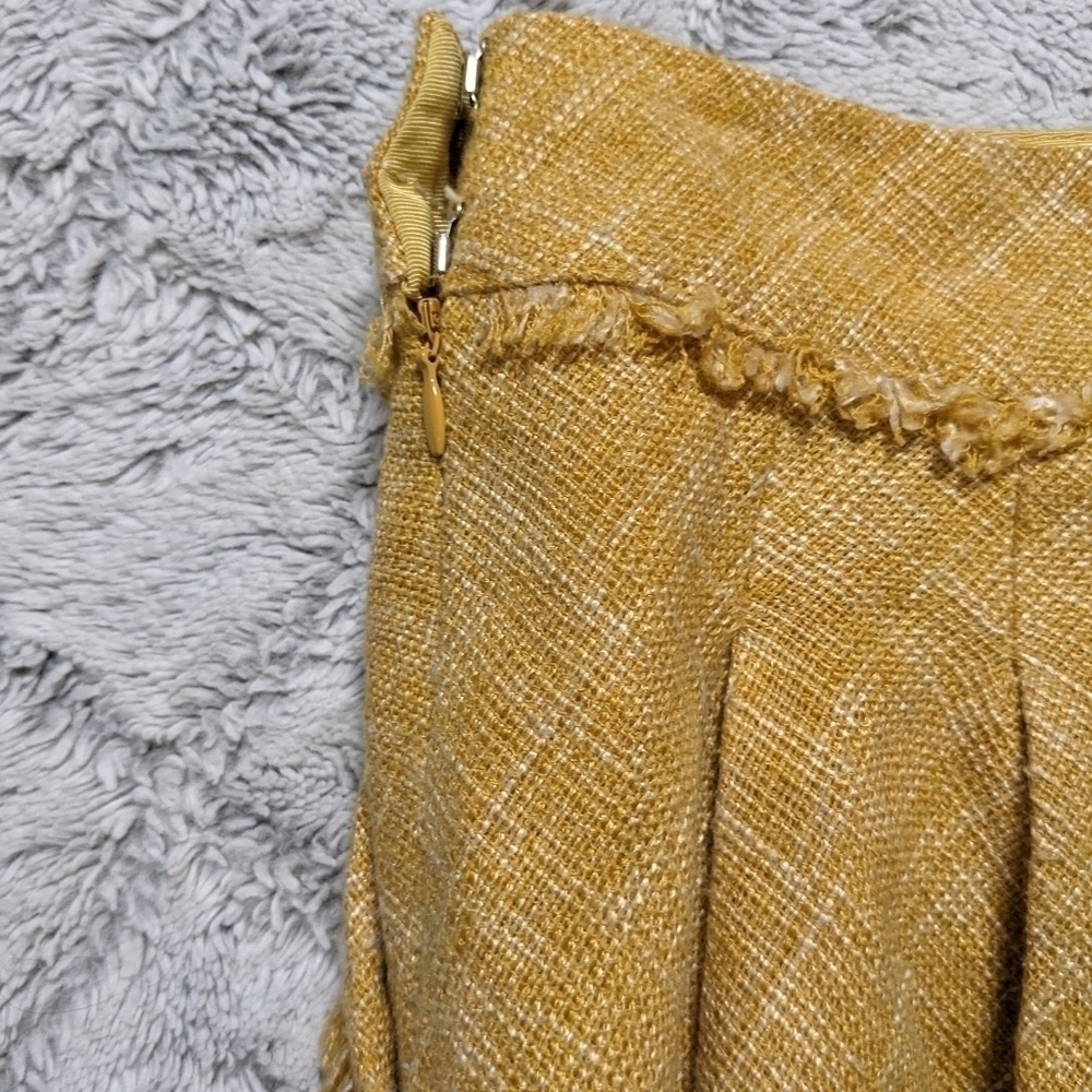 Anthropologie Maeve Skirt Women's 4 Buttered Yellow Tweed Mid Length Pockets - Picture 2 of 6